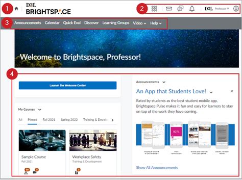 Navigate the University Homepage in Brightspace .